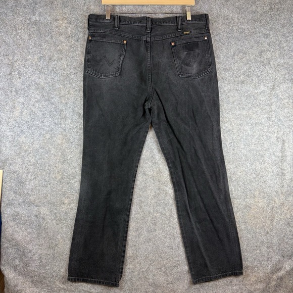VTG Wrangler Jeans Mens 38x31 Black 936WBK Slim Fit Cowboy Made In USA Faded - Picture 2 of 11